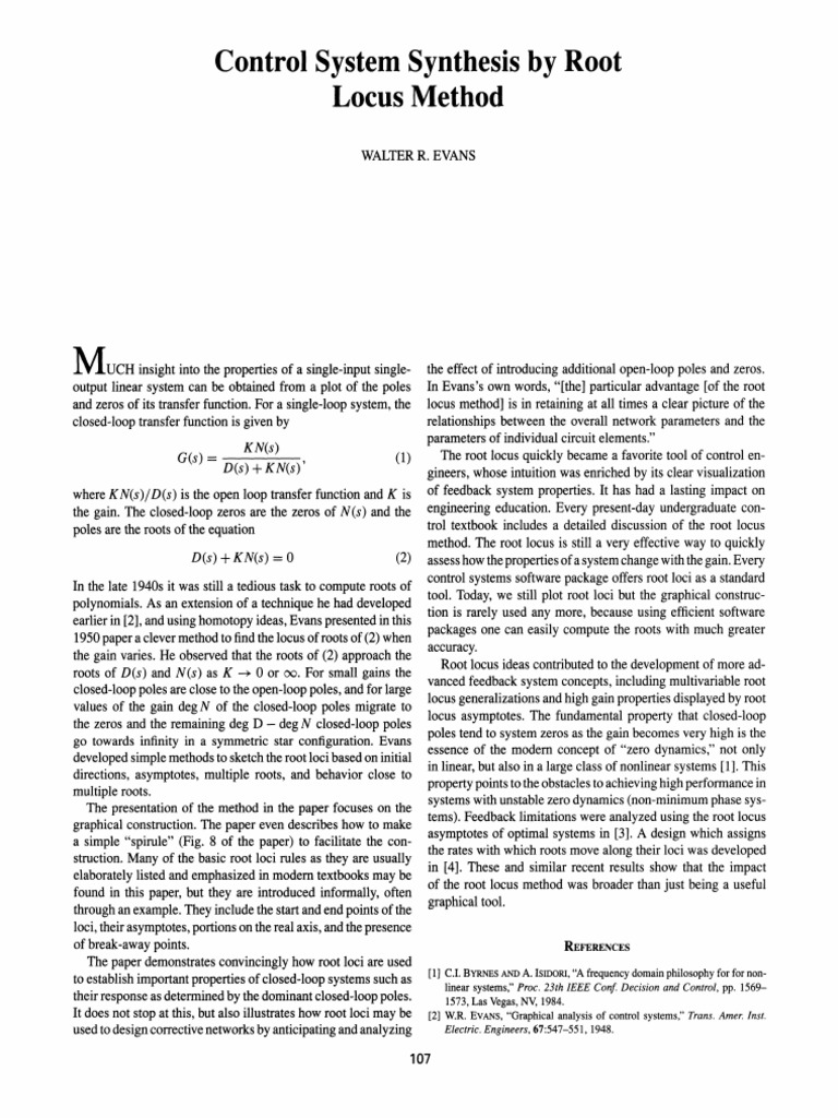 Root Locus Method in Control Synthesis | PDF | Systems Science ...