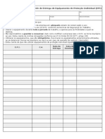 Ficha de Controle de Entrega de Equipamento de Proteção Individual (EPI)