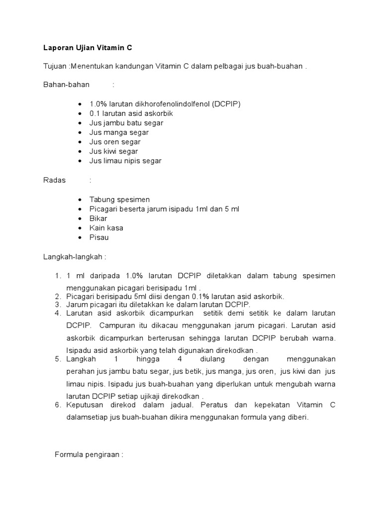 Laporan Ujian Vitamin C