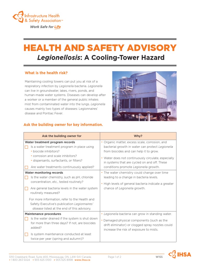 Legionellosis Risks in Cooling Towers | PDF | Chemistry | Wellness