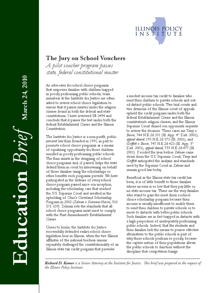 Jury On Vouchers PDF School Choice Supreme Court Of The United States