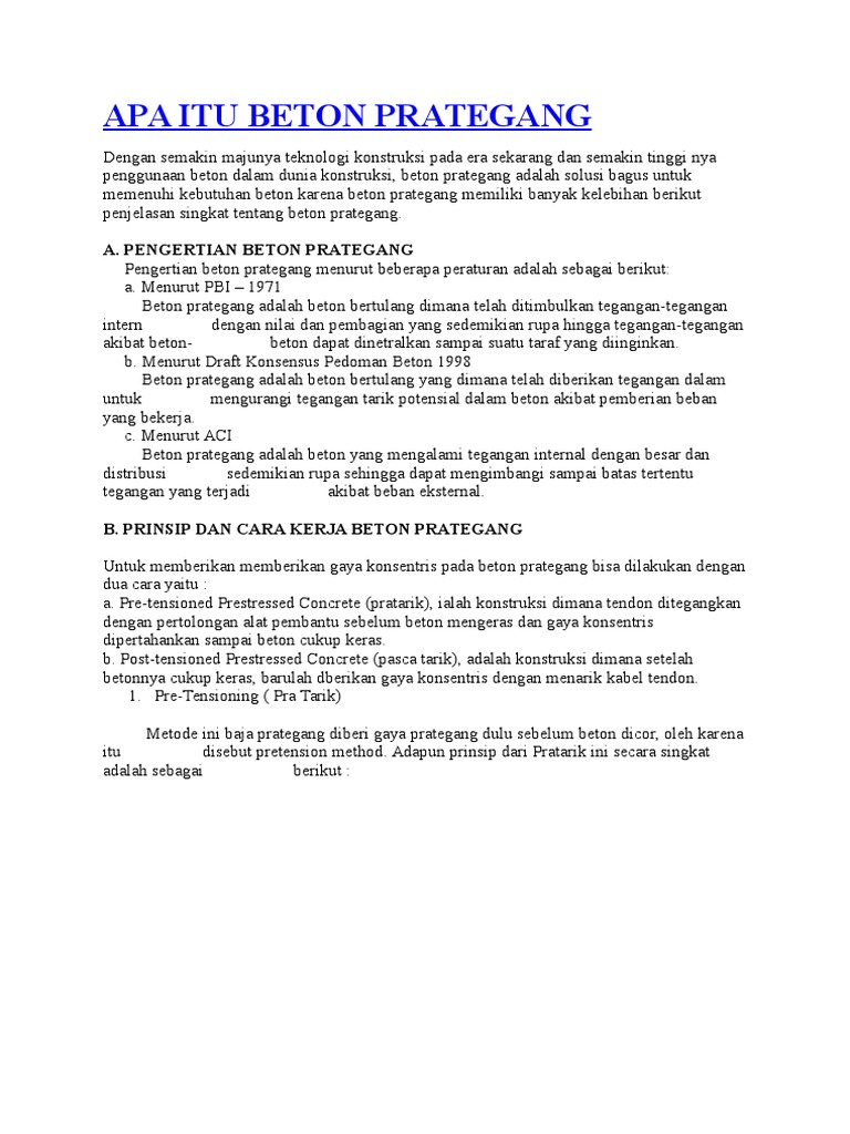 Apa Itu Beton Prategang