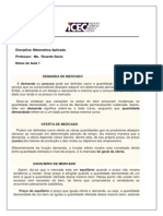 Funções de 1° grau e equilíbrio de mercado