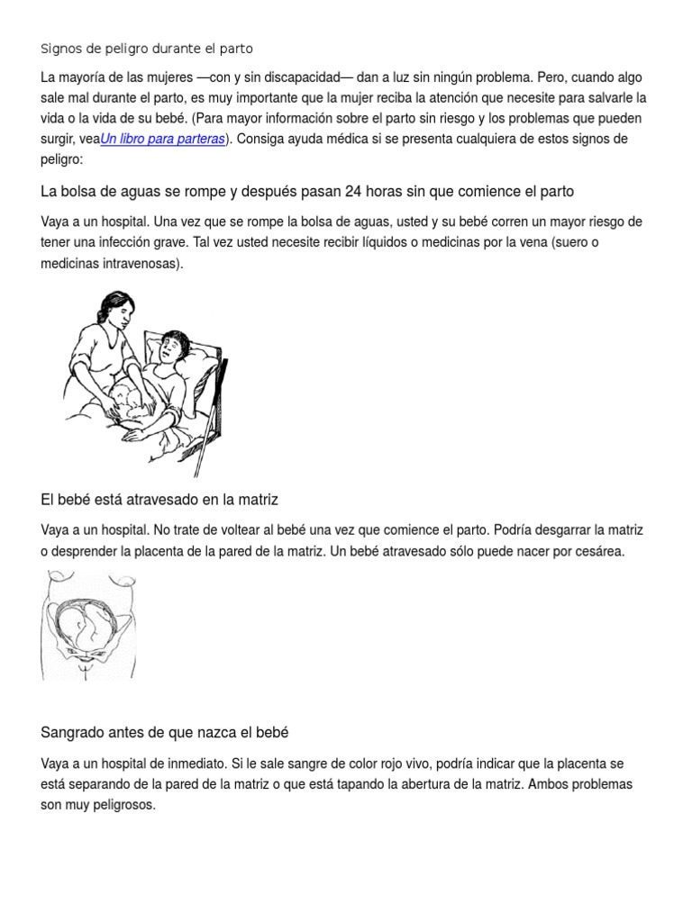 Signos de peligro en el parto | PDF | Parto | Especialidades Medicas