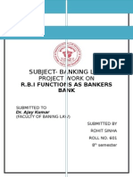 R.B.I Function As Banker's Bank