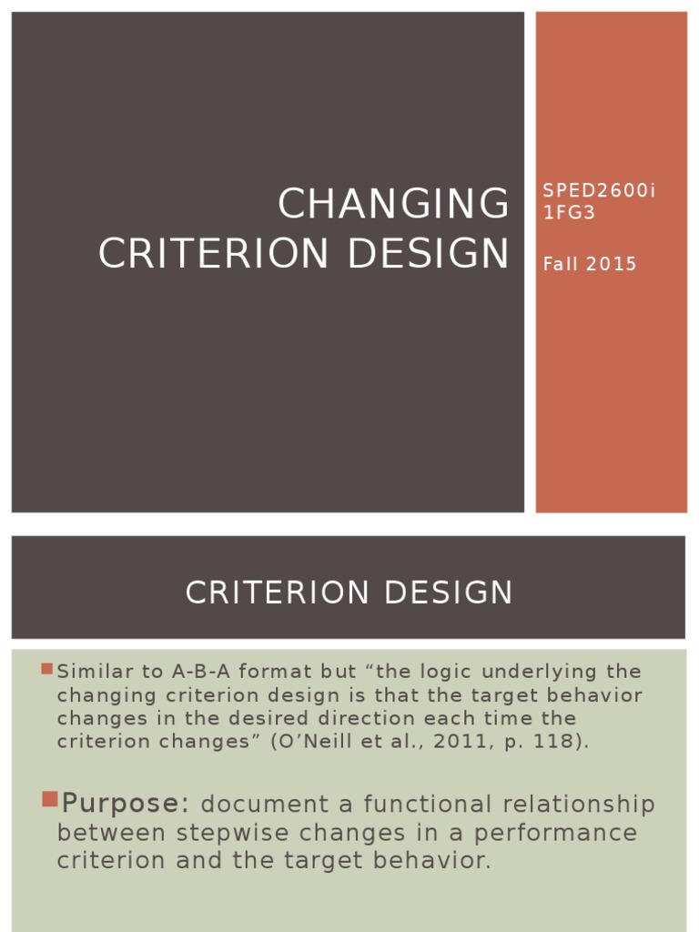 Identify The Definition Of A Changing Criterion Design