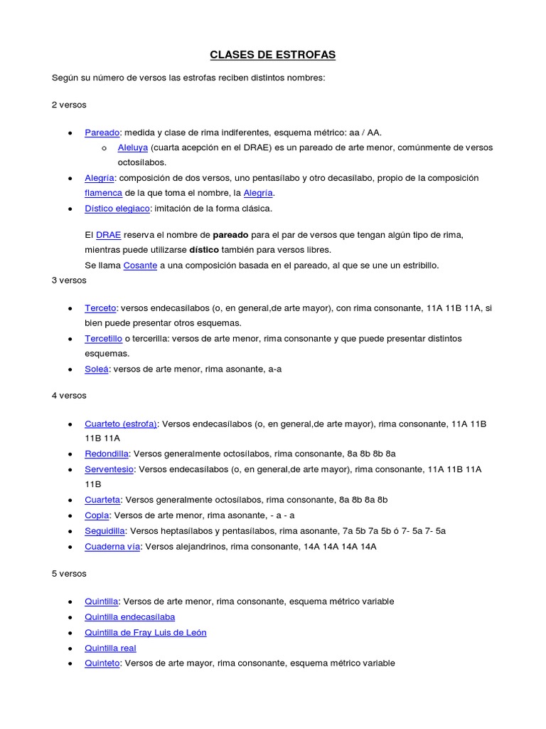 Guía de Estrofas Poéticas | PDF | Ritmo Poético | Metro (poesía)