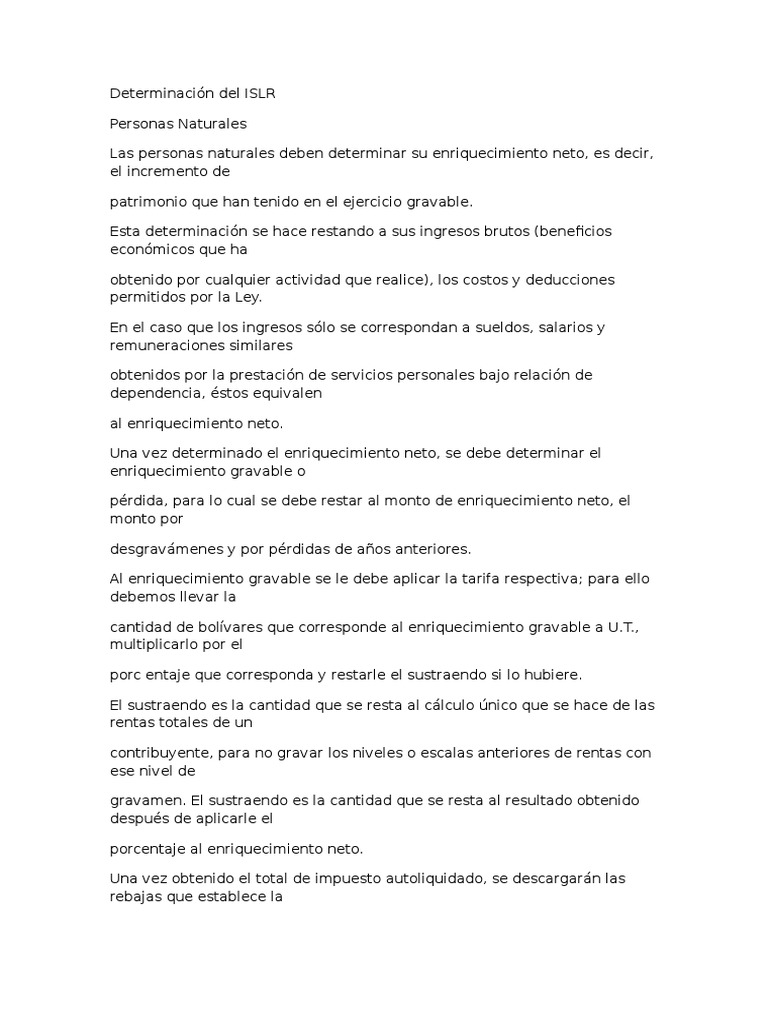 Determinación Del ISLR | PDF | Impuesto sobre la renta | Impuestos