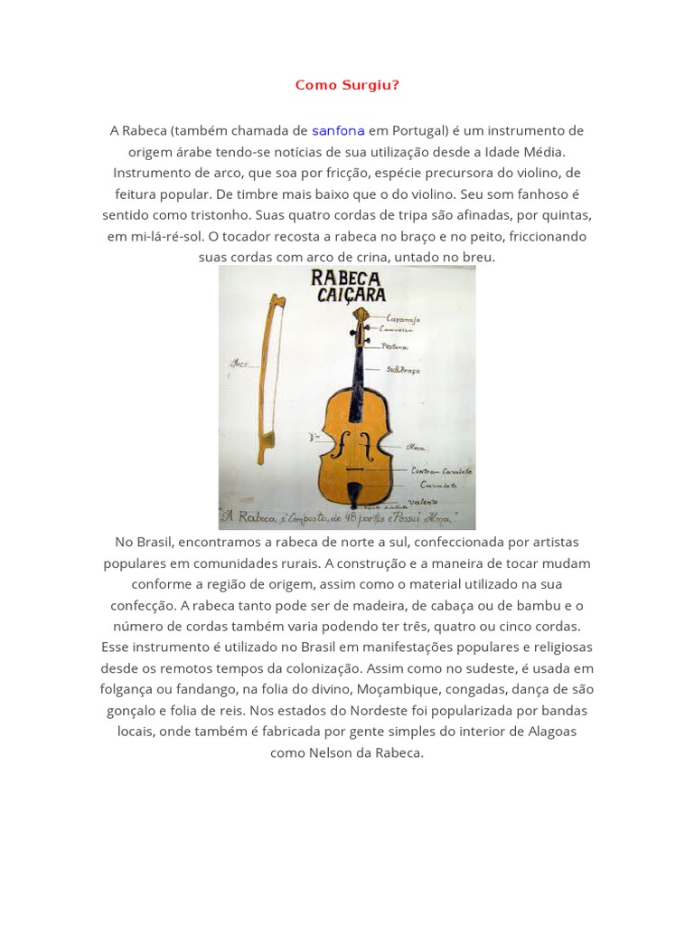 Origem e Uso da Rabeca no Brasil | PDF | Estudos de Línguas Estrangeiras