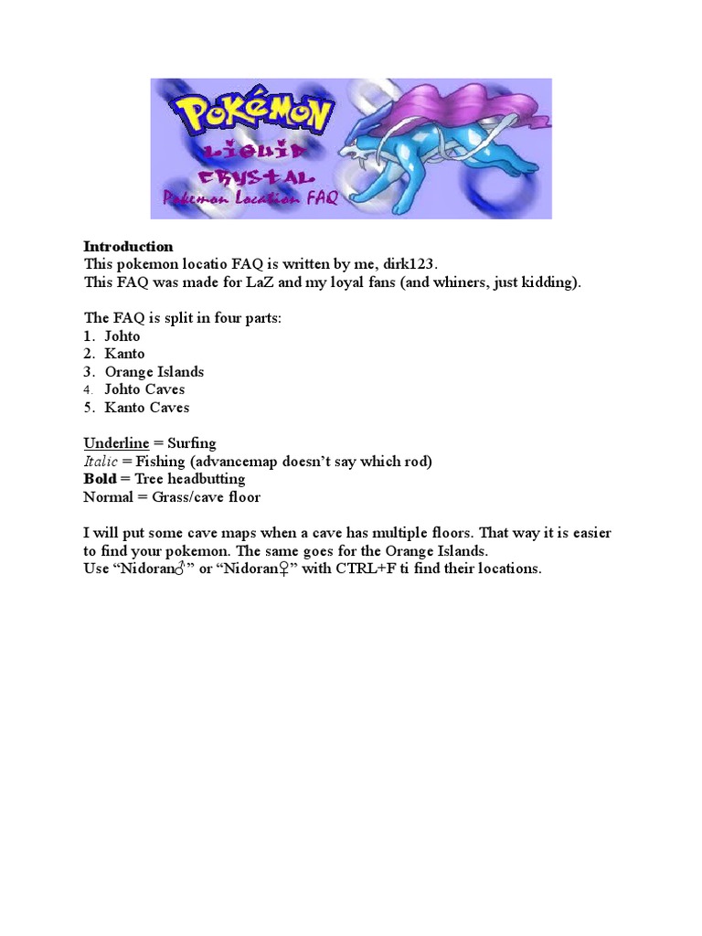 Liquid Crystal Pokedex Complete Till New Version Pdf Video Games Nintendo Franchises