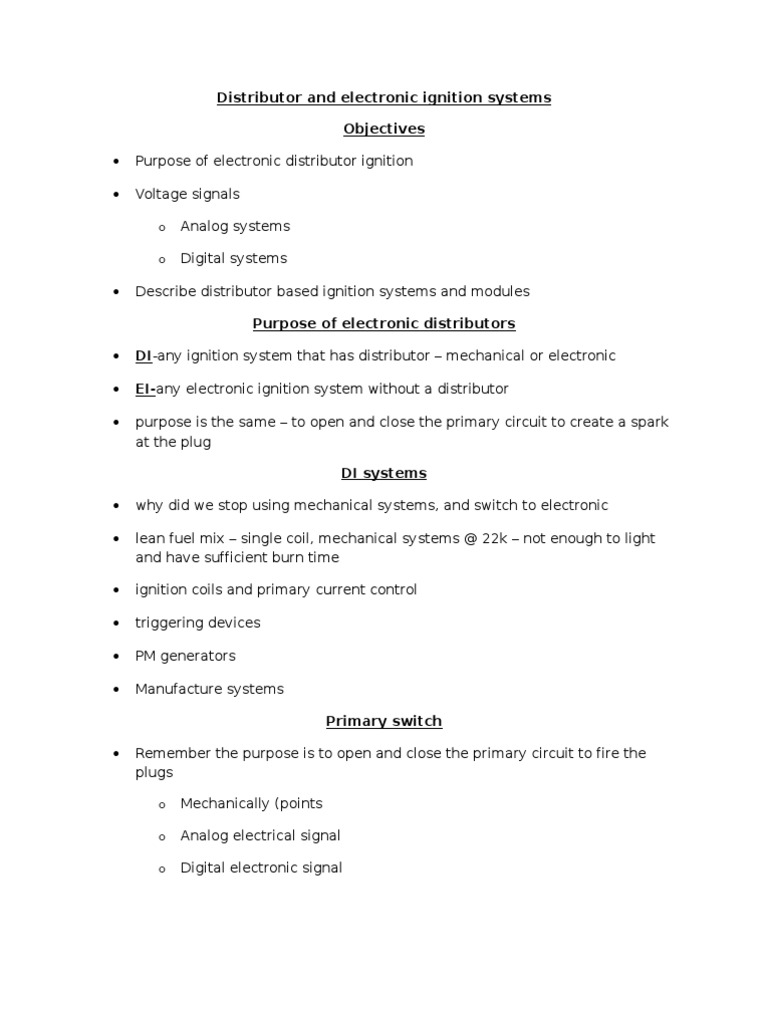 Electronic Ignition Distributor Overview | PDF | Ignition System ...