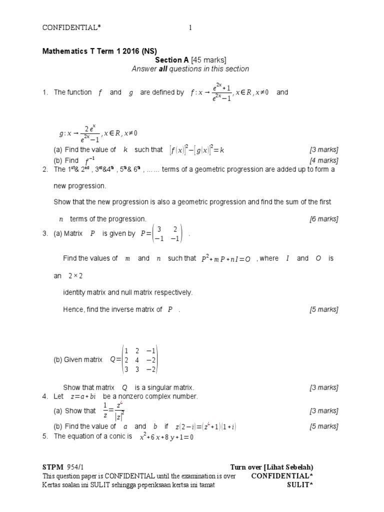 Mathematics T Term 1 Exam 2016 | PDF | Circle | Trigonometric Functions