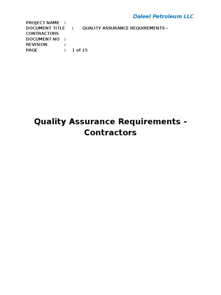 Contractor Quality Assurance Guidelines | PDF | Iso 9000 | Quality ...