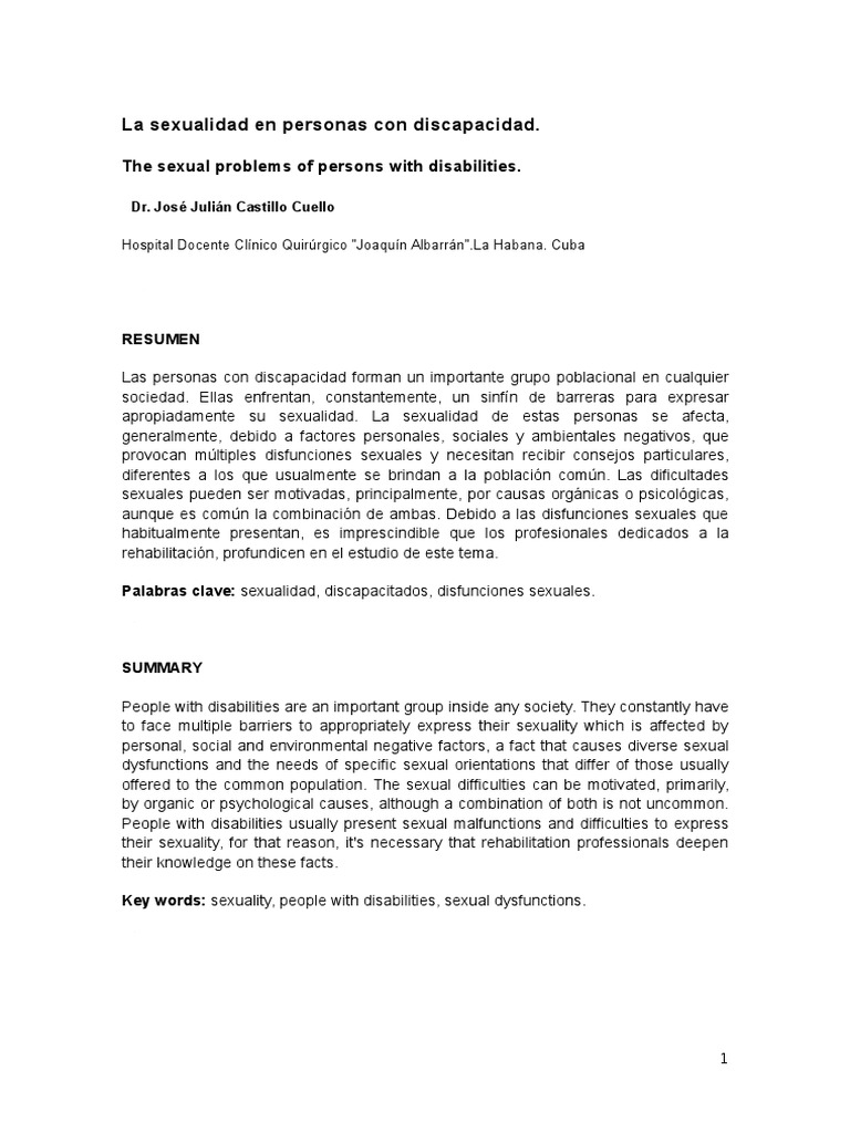 La Sexualidad en Personas Con Discapacidad | PDF | Discapacidad ...