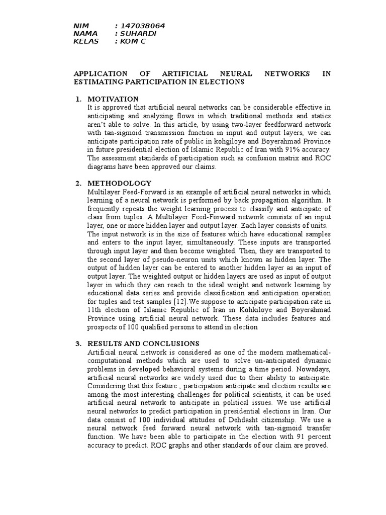 Application of Artificial Neural Networks in Estimating Participation ...