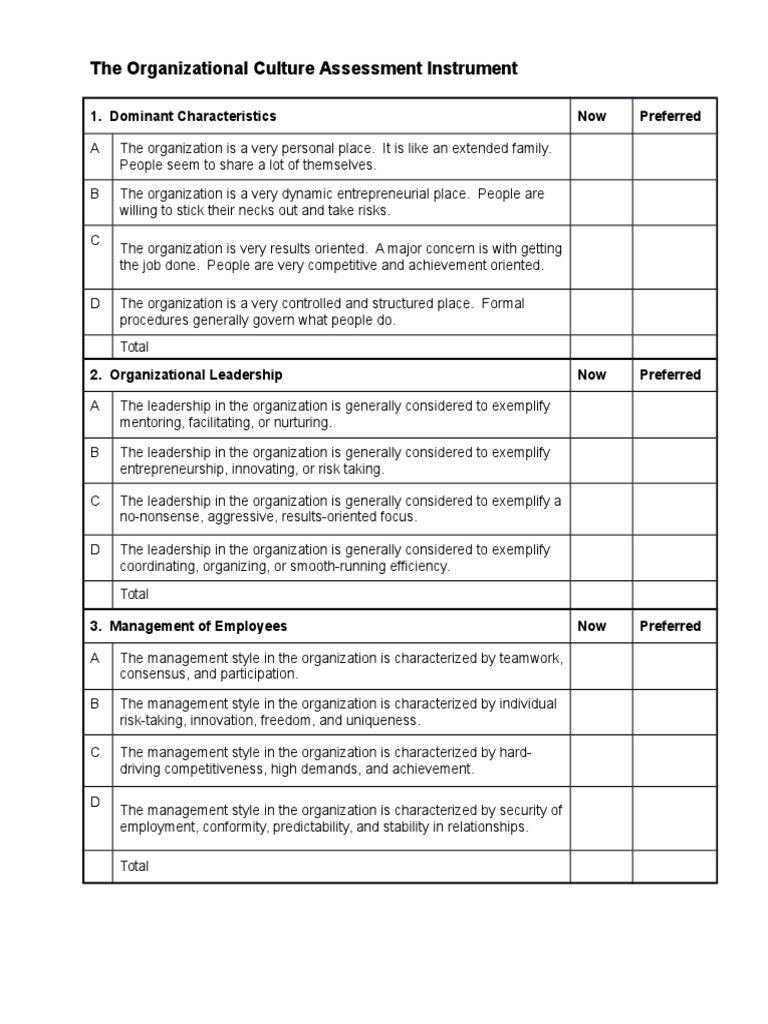 organizational culture assessment essay