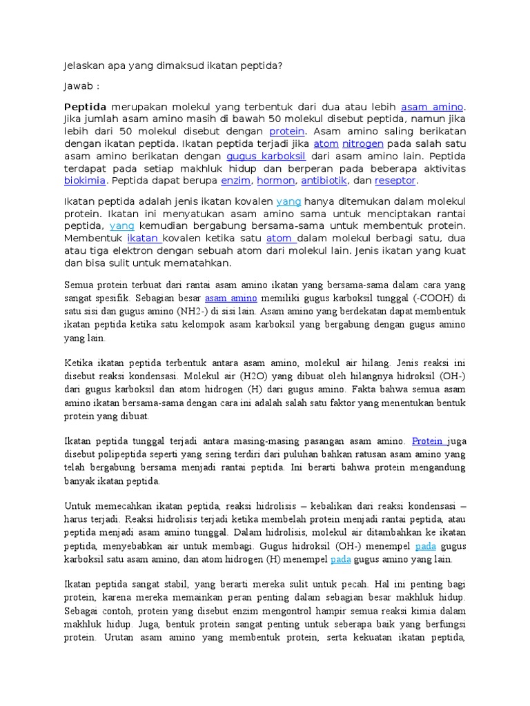 Jelaskan Apa Yang Dimaksud Ikatan Peptida