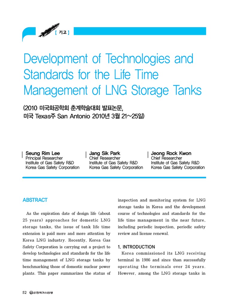 LNG Storage Tank Lifetime Management | PDF | Liquefied Natural Gas ...