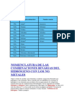 Quimica Hidrogeno Mas Metal y No Metal