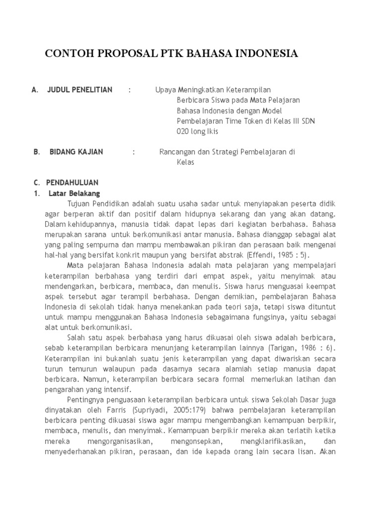Contoh Proposal PTK Bahasa Indonesia PDF