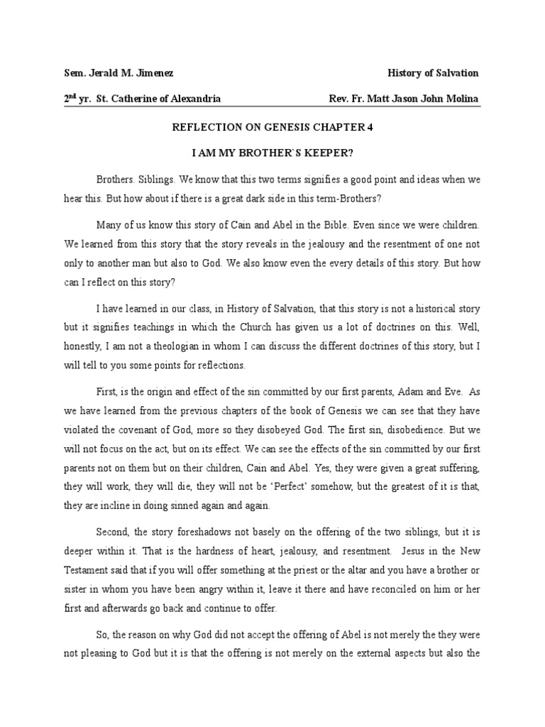 I Am My Brother's Keeper? PDF Cain And Abel Christianity