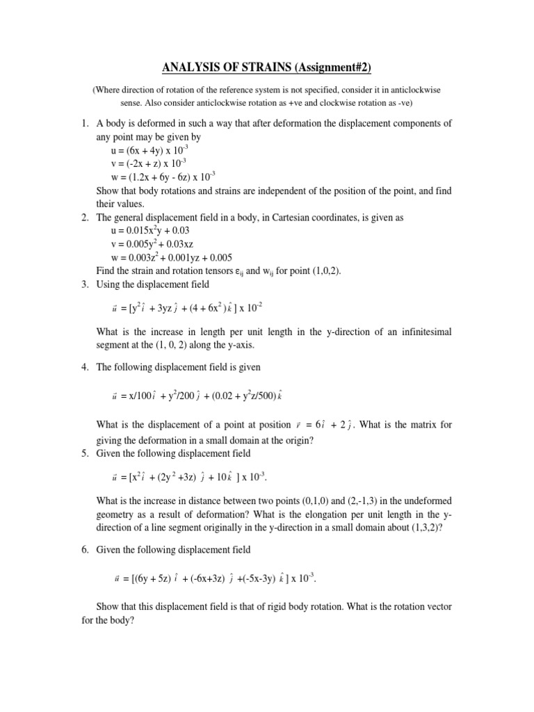 Strain Analysis and Displacement Fields | PDF | Deformation (Mechanics ...