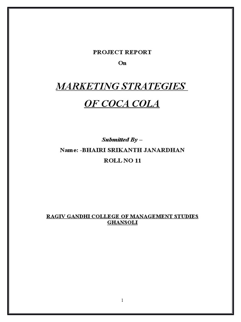 Coca-Cola Marketing Strategies Report | PDF | Coca Cola | The Coca Cola ...