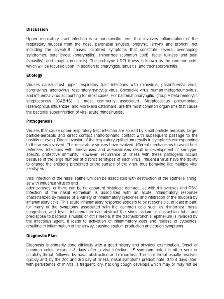 Upper Respiratory Infection Overview | PDF | Common Cold | Cough