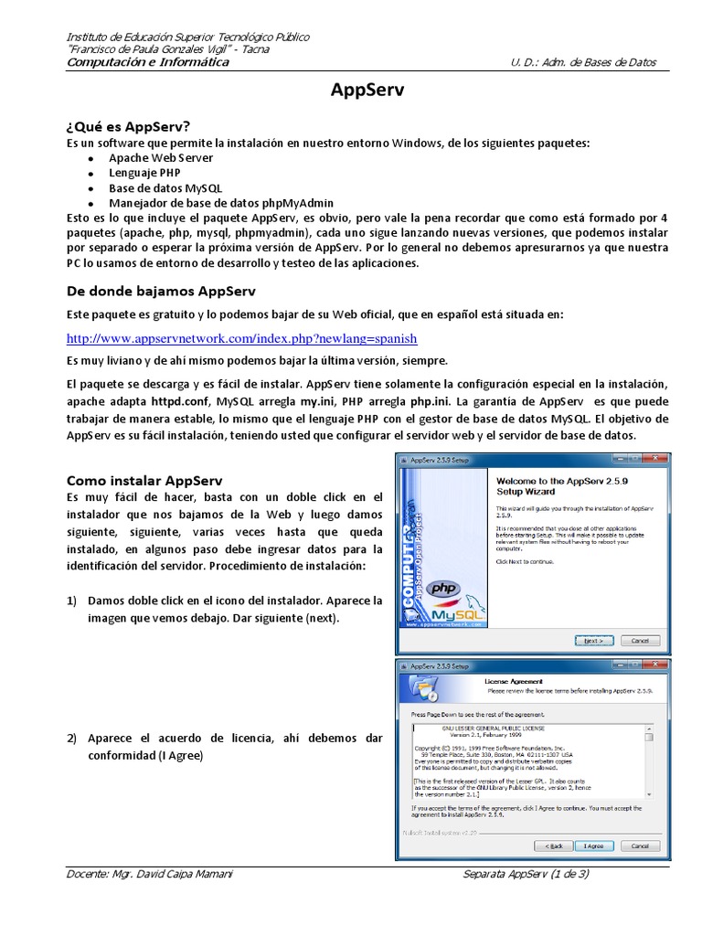 Guía de Instalación de AppServ | PDF | Php | Mi sql