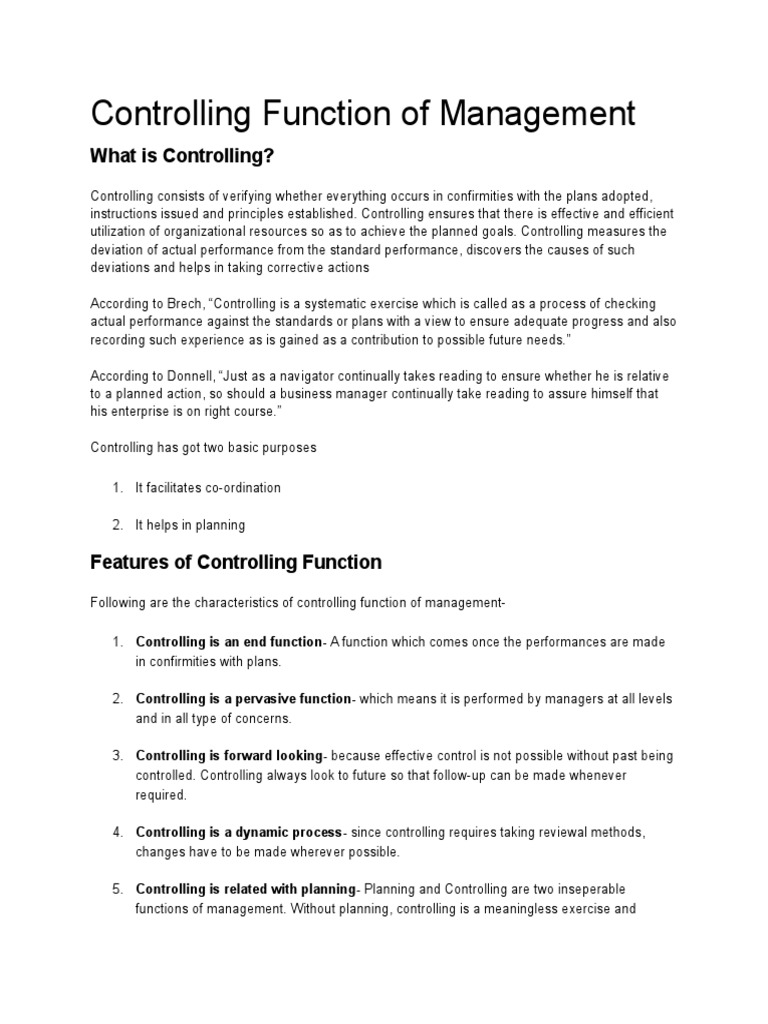 Controlling Function of Management | PDF | Goal | Cognition