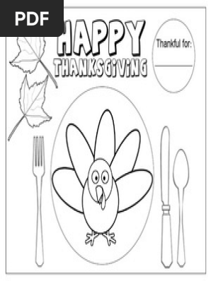 Kids Thanksgiving Placemat Coloring Activity