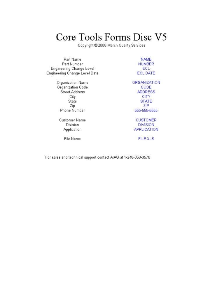 Core Tools Forms V5 | PDF | Specification (Technical Standard ...