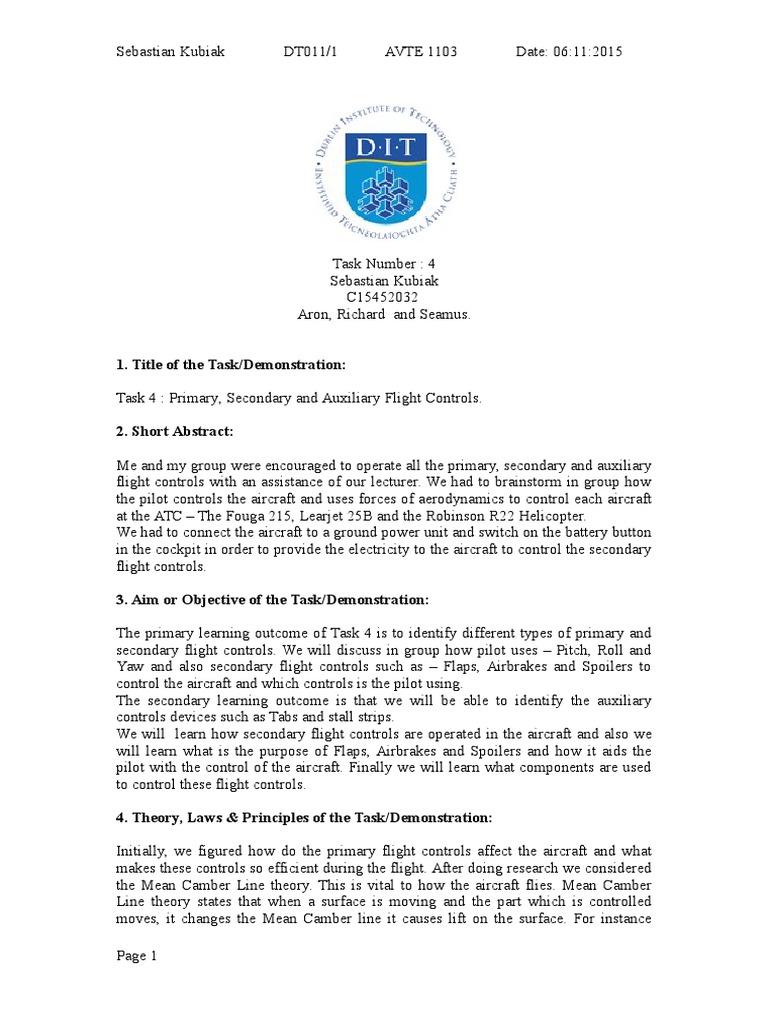 Task 4 Primary and Secondary Flight Controls PDF Helicopter