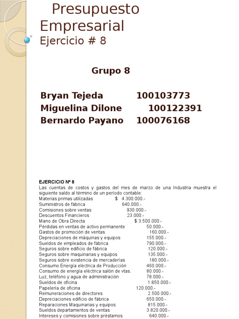 Ejercicio de Presupuesto | PDF
