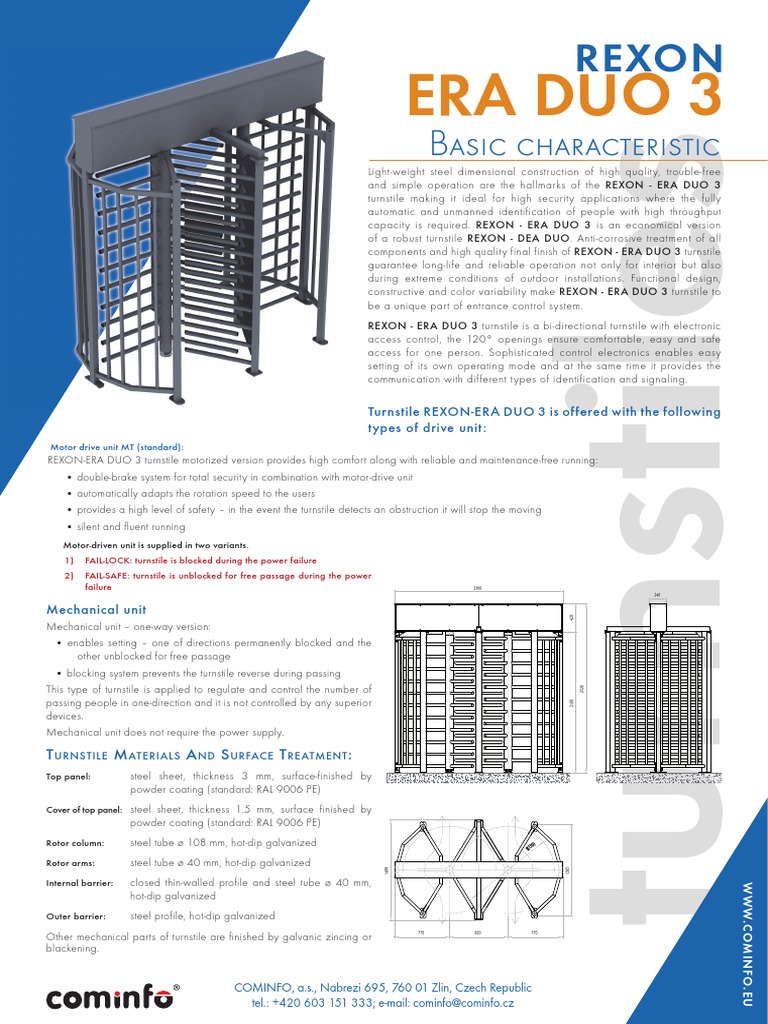 Rexon - Era Duo 3 | PDF | Access Control | Galvanization