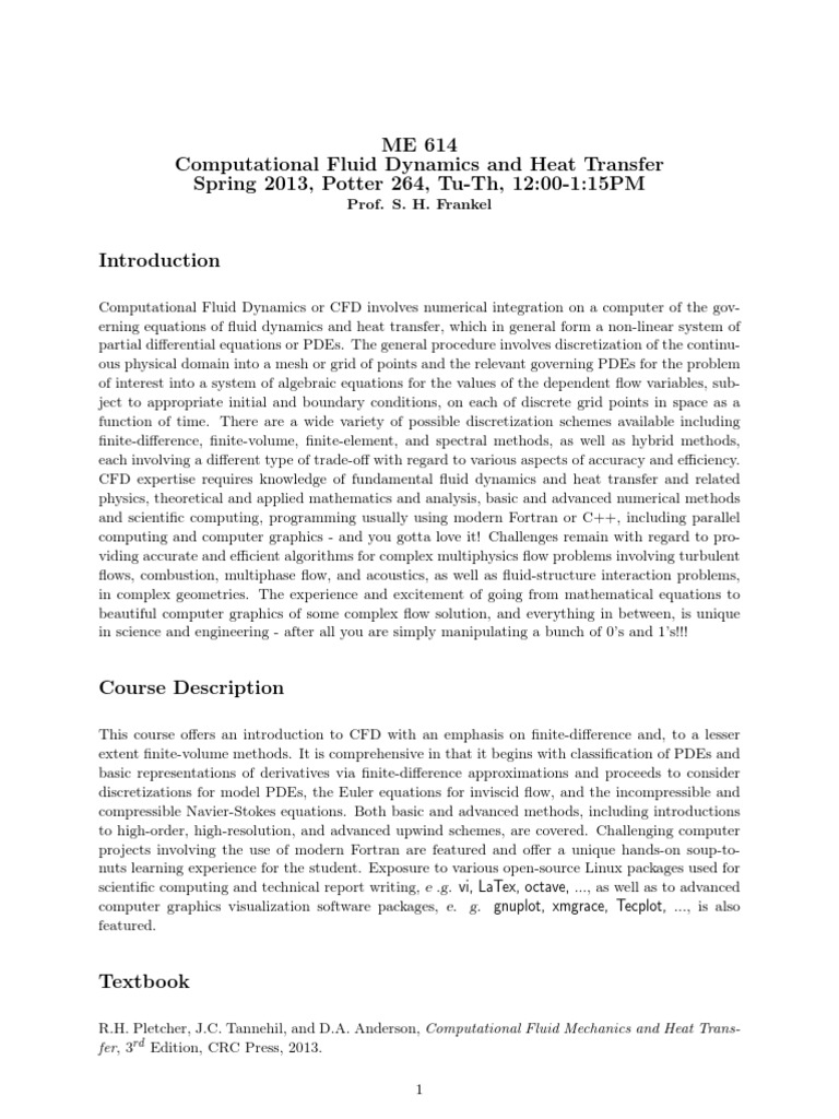 Introduction to Computational Fluid Dynamics and Heat Transfer