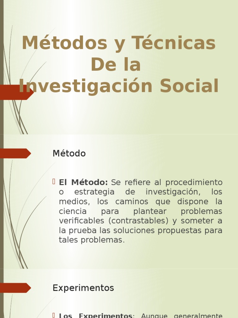 Métodos y Técnicas De la Investigación Social