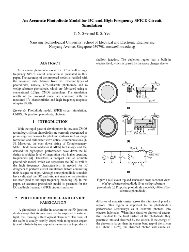 Accurate SPICE Model for Photodiodes | PDF | Integrated Circuit | P–N ...