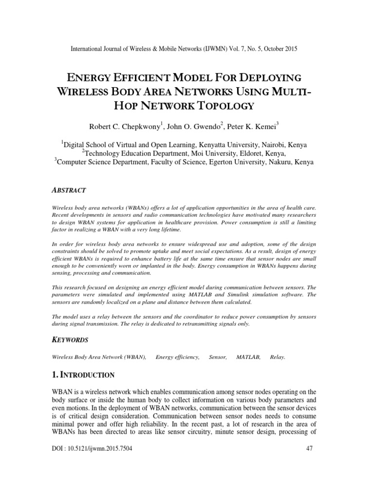 Energy Efficient Model For Deploying Wireless Body Area Networks Using ...