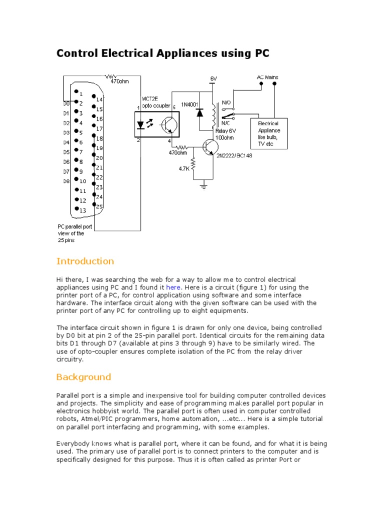 Control Electrical Appliances Using PC | PDF | Liquid Crystal Display ...