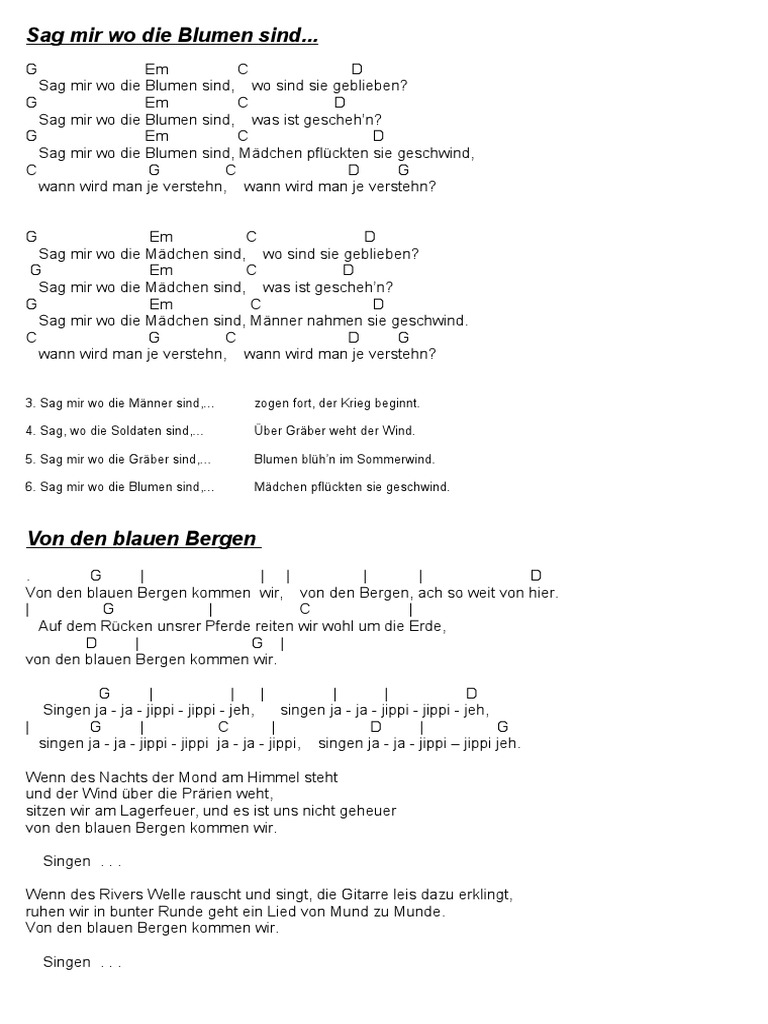 Sag Mir Wo Die Blumen Sind, Blaue Berge