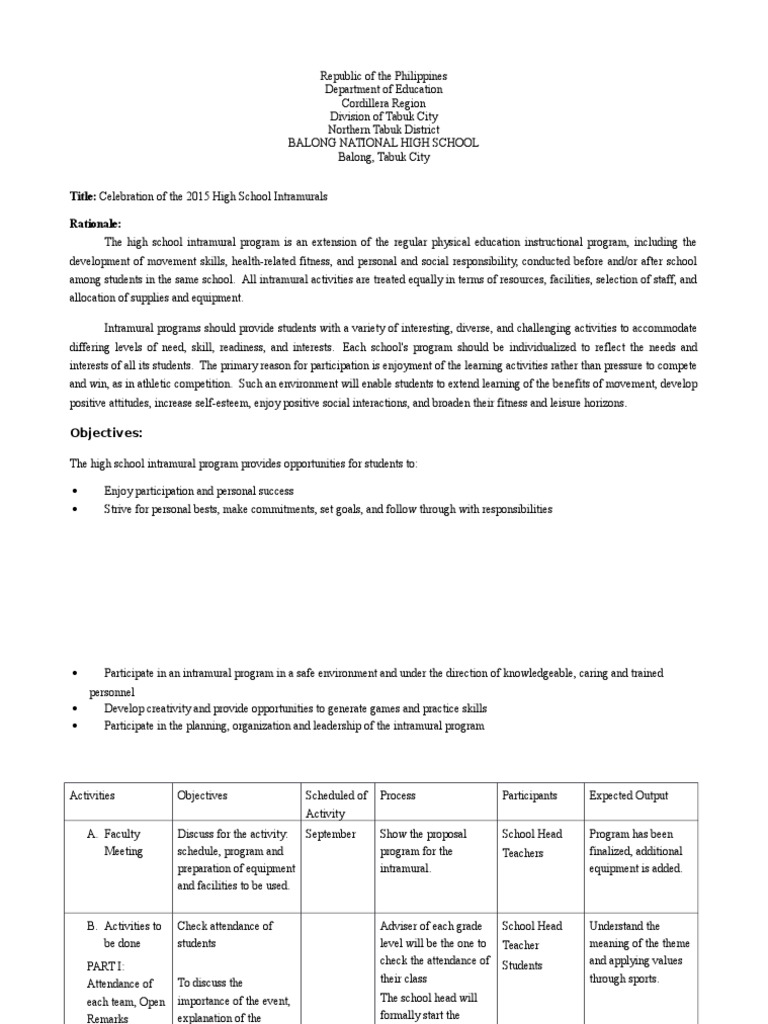 Intramural Sports Program PDF Physical Fitness Sports