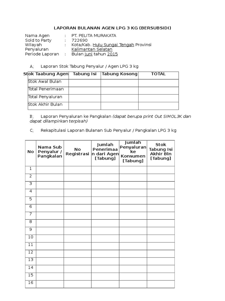 Contoh Laporan Gas Lpg Audit Kinerja