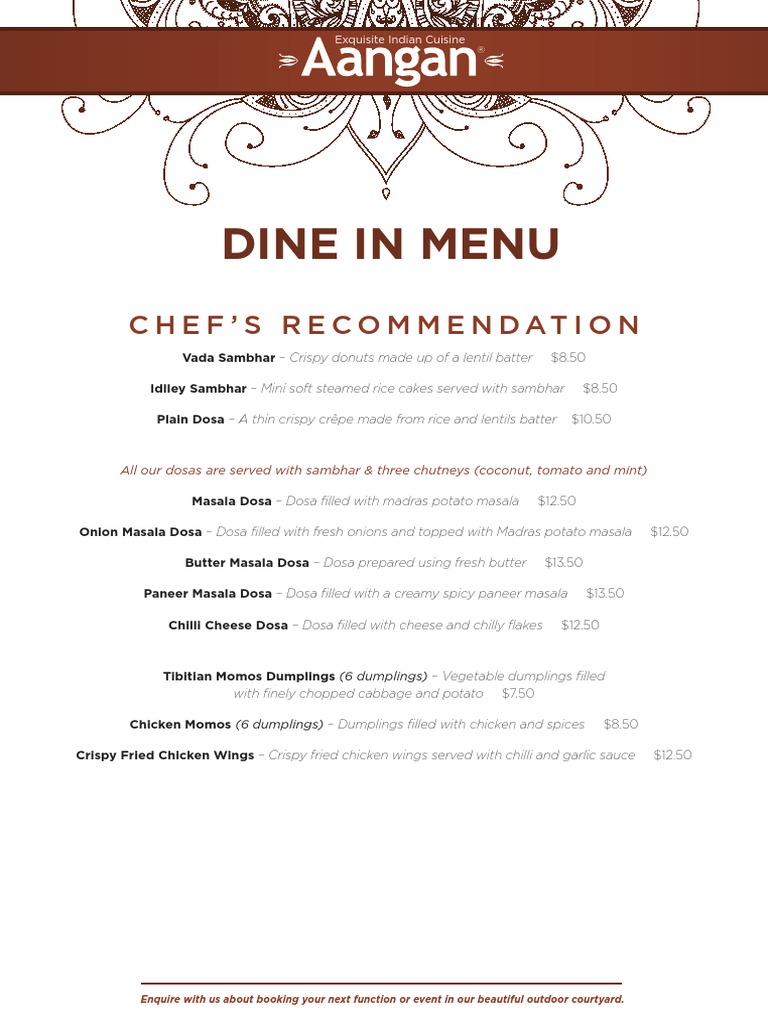 Aangan Footscray Indian Menu | PDF | Curry | Indian Cuisine