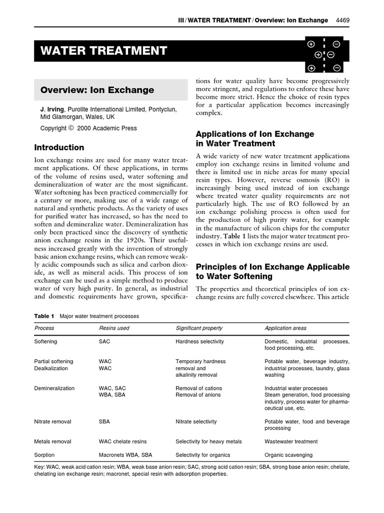 Water Treatment - Overview Ion Exchange | PDF | Ion Exchange | Ion