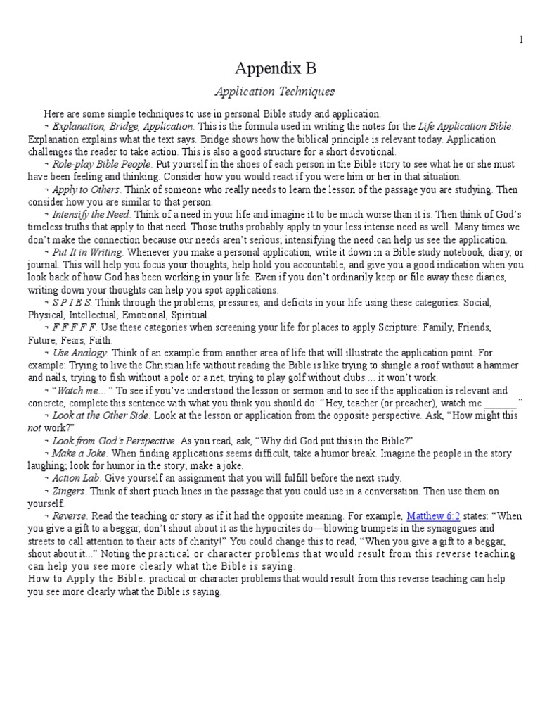 Techniques for Applying the Bible | PDF | Gospel Of Mark | Book Of Proverbs