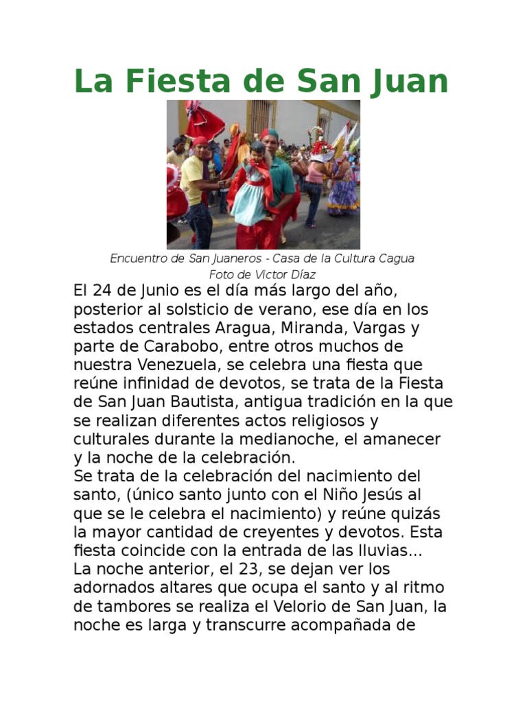 Resumen de la Fiesta de San Juan | PDF | Santo | Religión y creencia