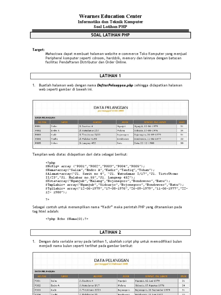 Soal Latihan PHP | PDF