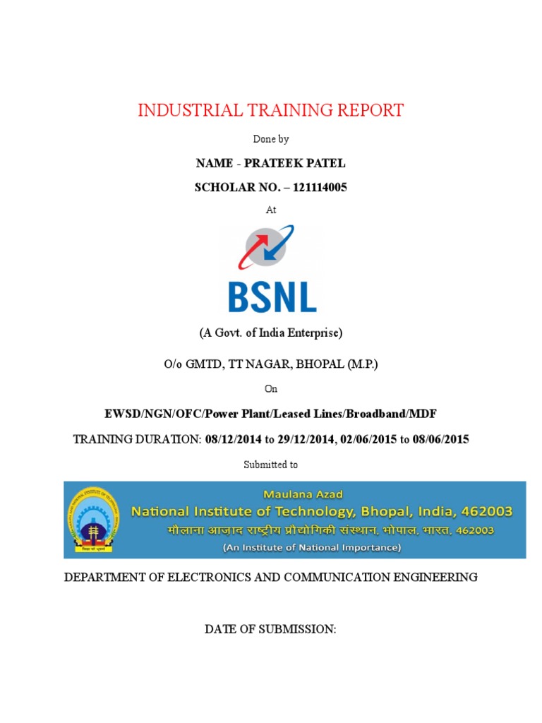 Industrial Training Report: Name - Prateek Patel SCHOLAR NO ...