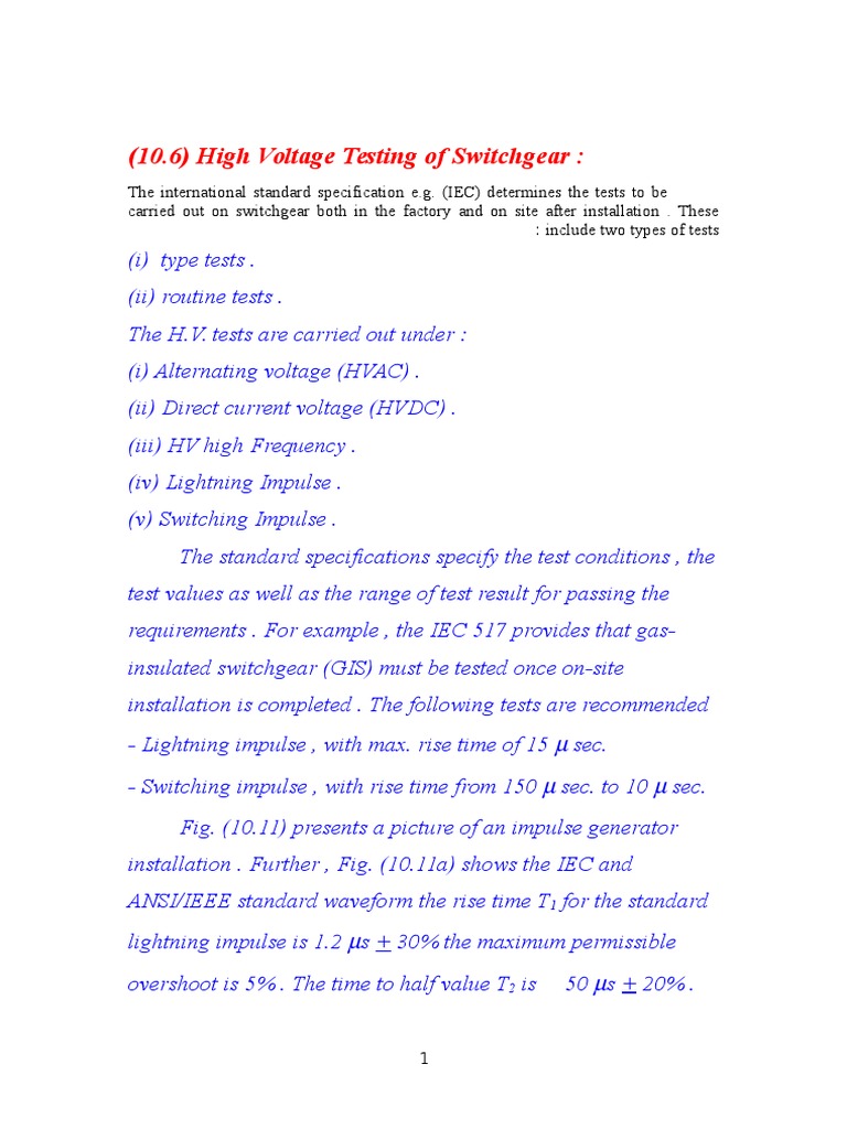 (10.6) High Voltage Testing of Switchgear | PDF